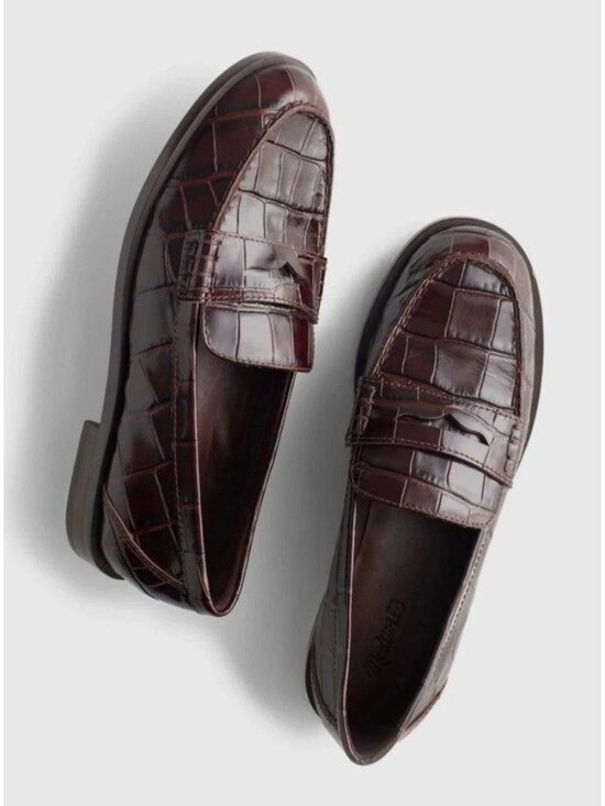 Madewell Shoes - Madewell The Grayson Penny Loafer Croc Stamped Chocolate Raisin Brown Size 9 New
